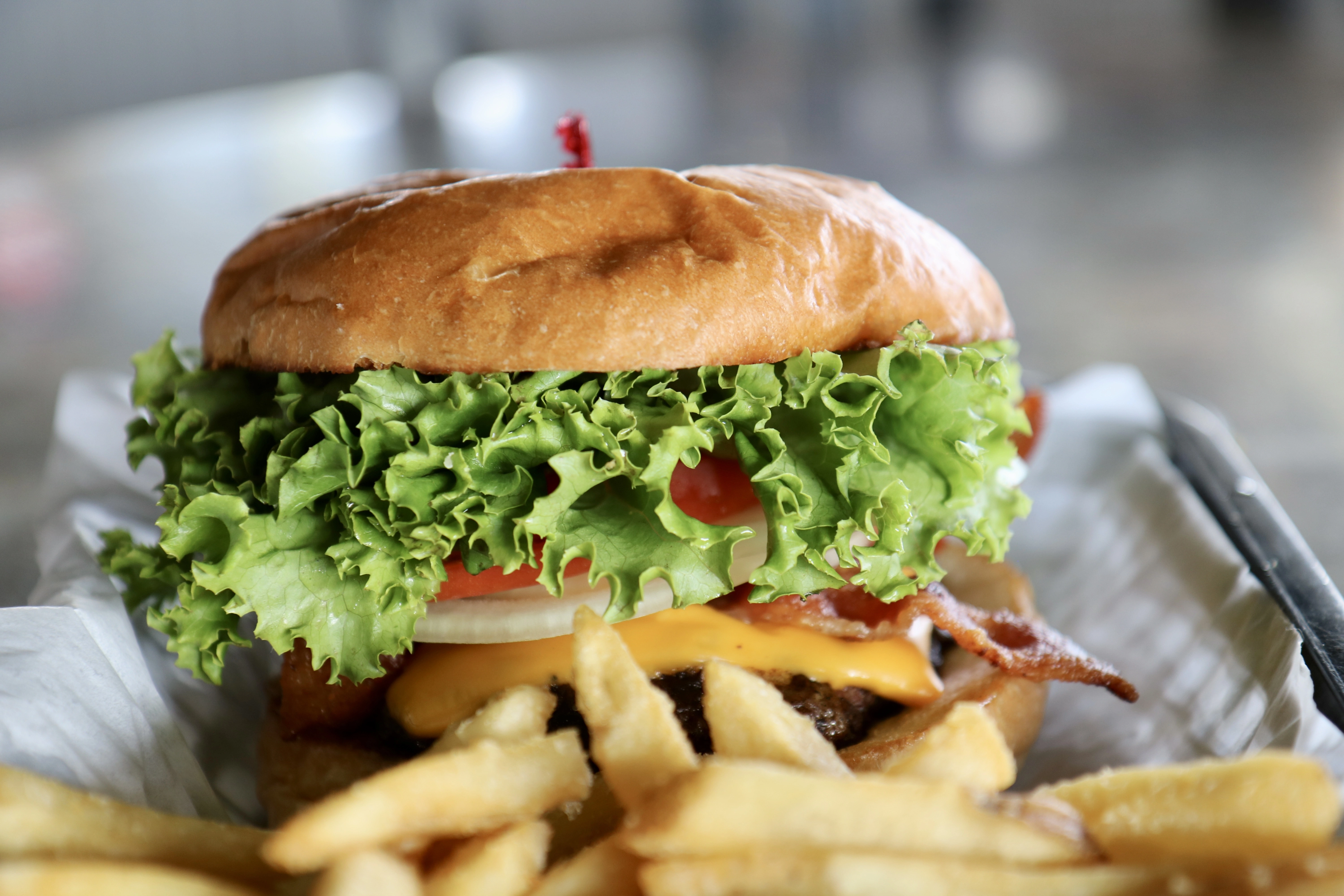 A very crispy hamburger